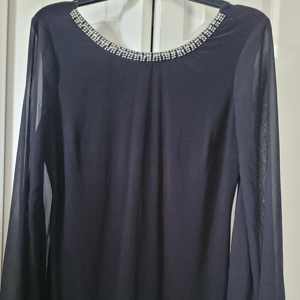 Black Dress with Sheer Sleeves